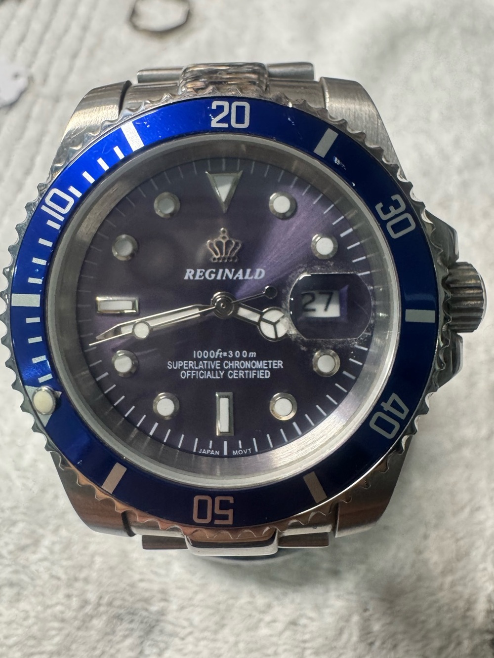Men's Blue Dial Stainless Steel Dive Watch